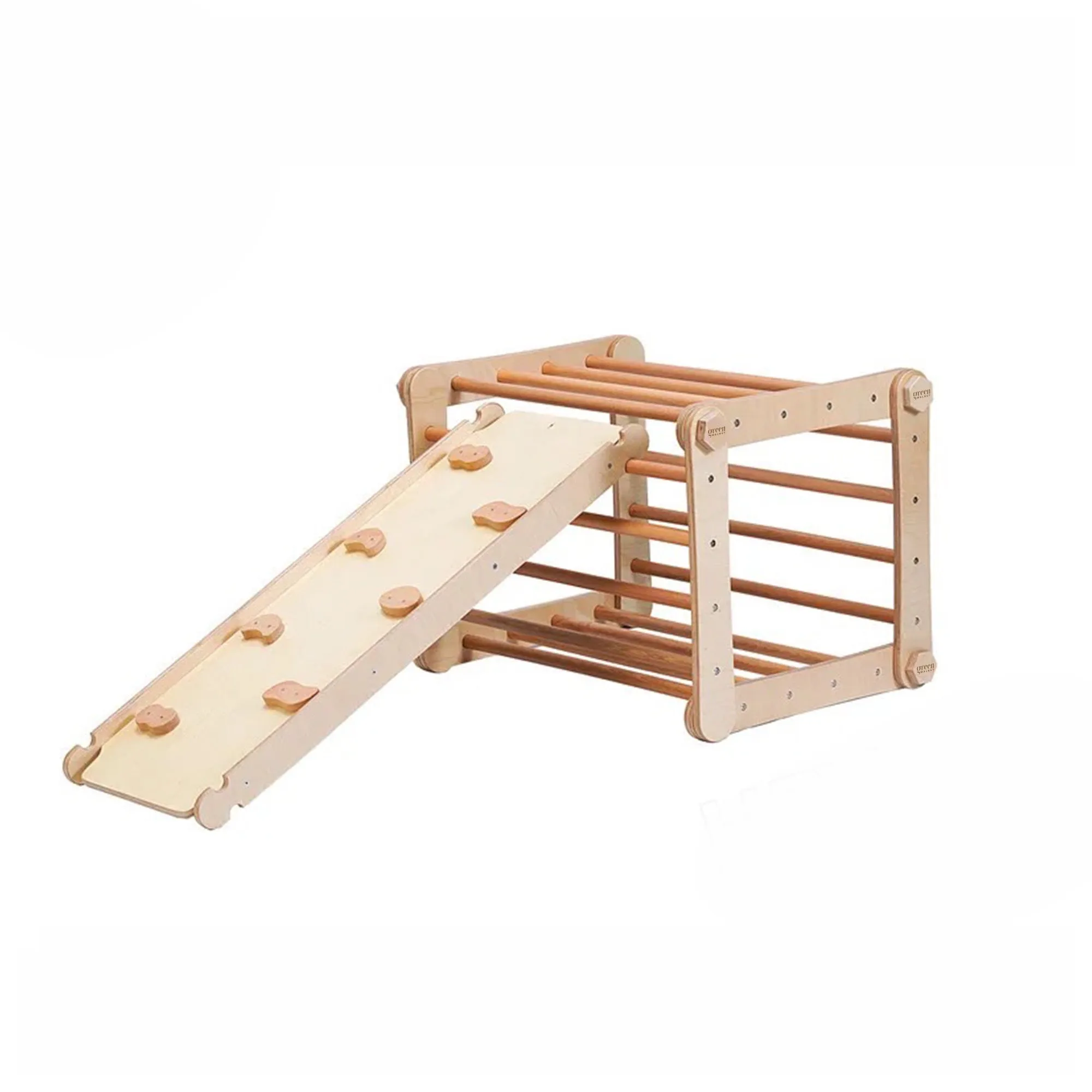 Large Convertible Wooden Pikler Triangle Gym With Slide & Ramp | Multifold Climbing Gym