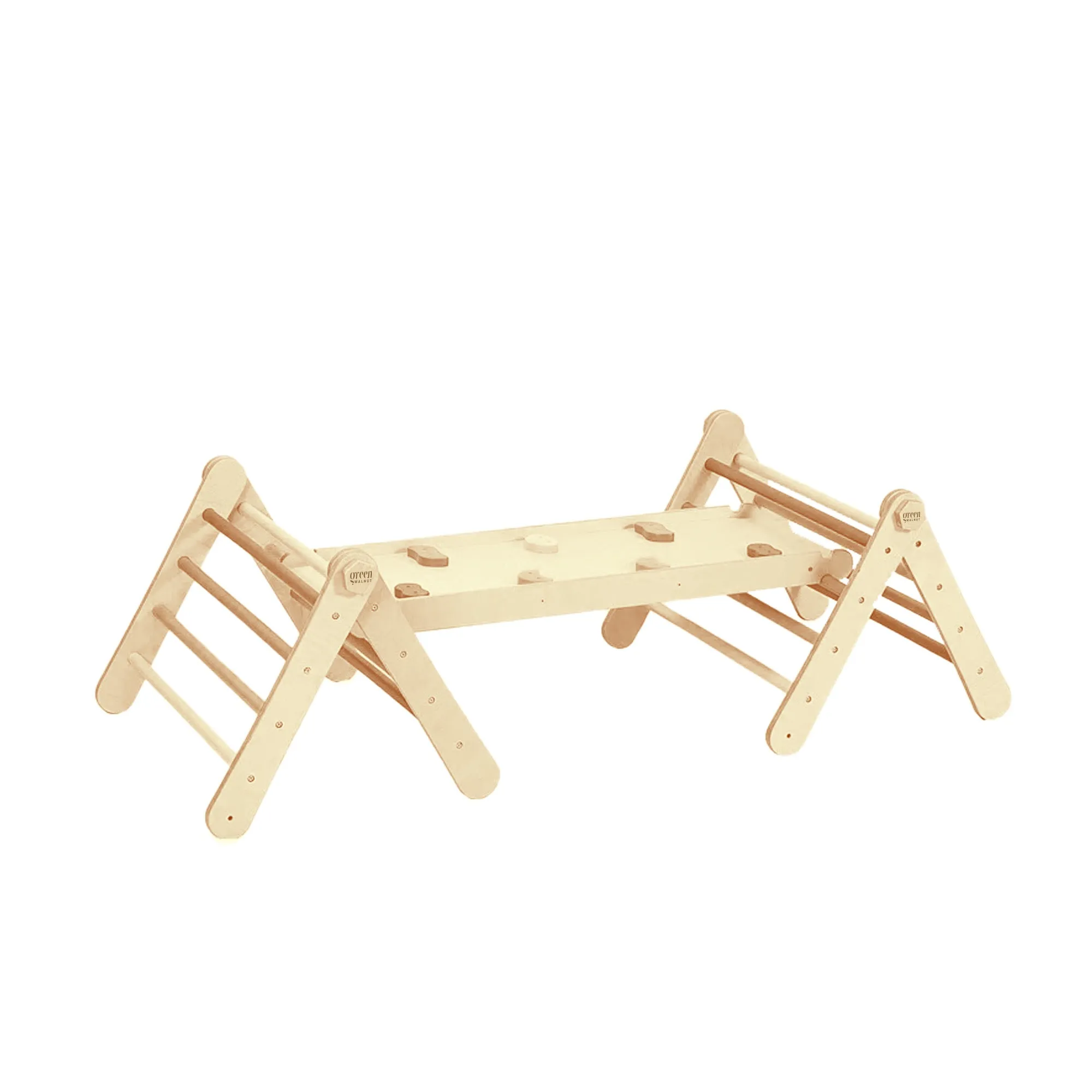 Large Convertible Wooden Pikler Triangle Gym With Slide & Ramp | Multifold Climbing Gym