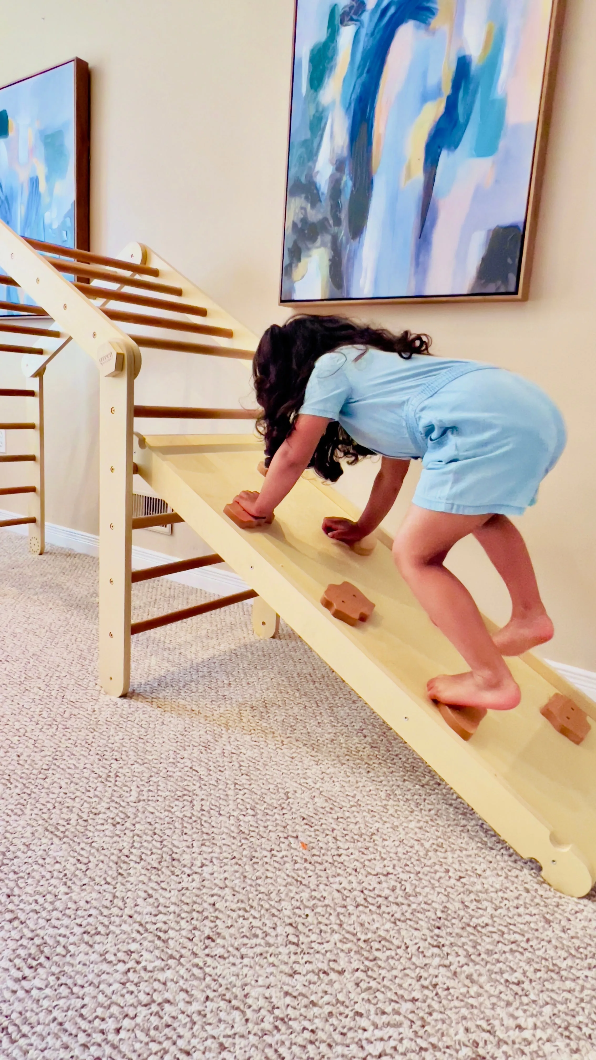 Large Convertible Wooden Pikler Triangle Gym With Slide & Ramp | Multifold Climbing Gym