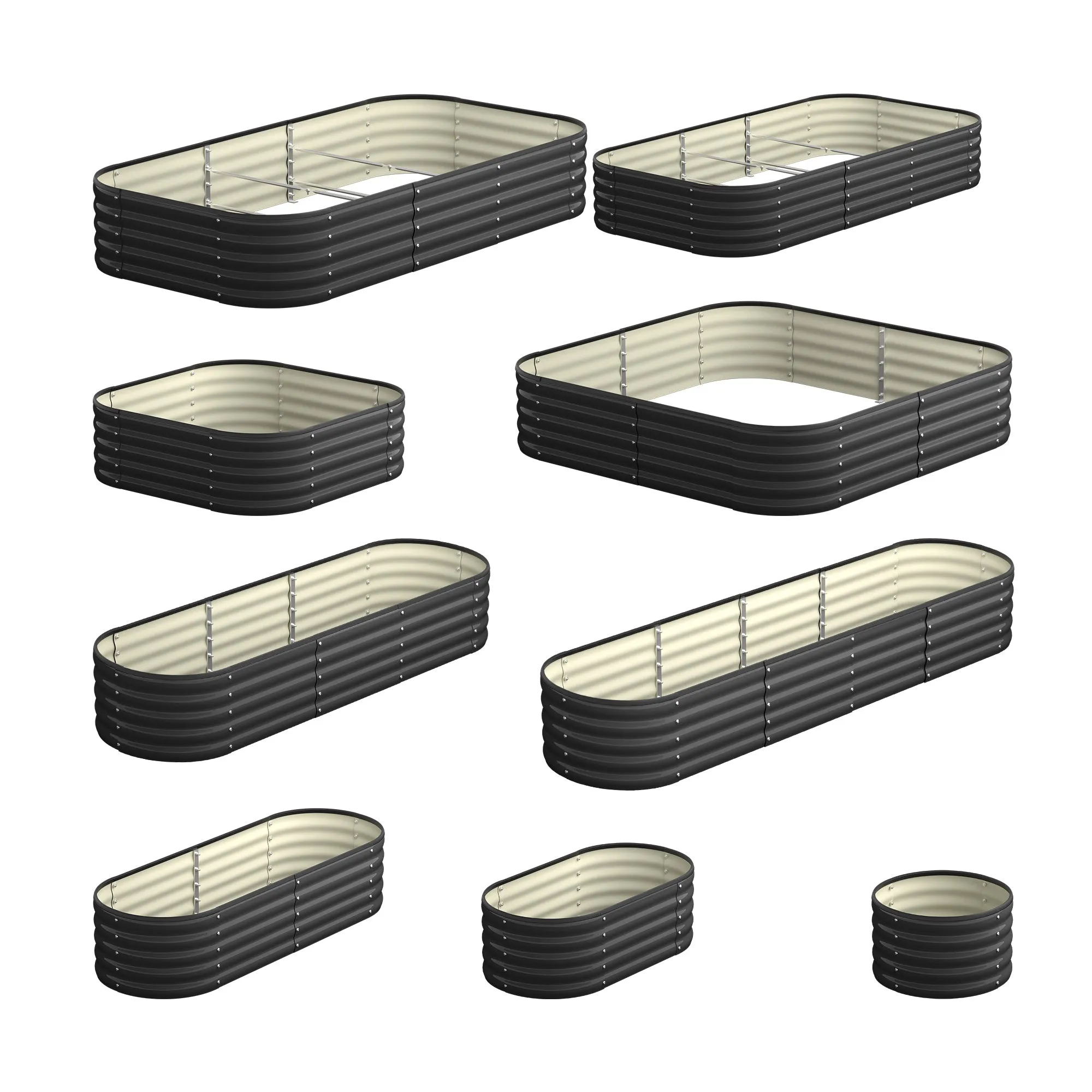 Livsip 9-IN-1 Raised Garden Bed Modular Kit Planter Oval Galvanised Steel 40CM H