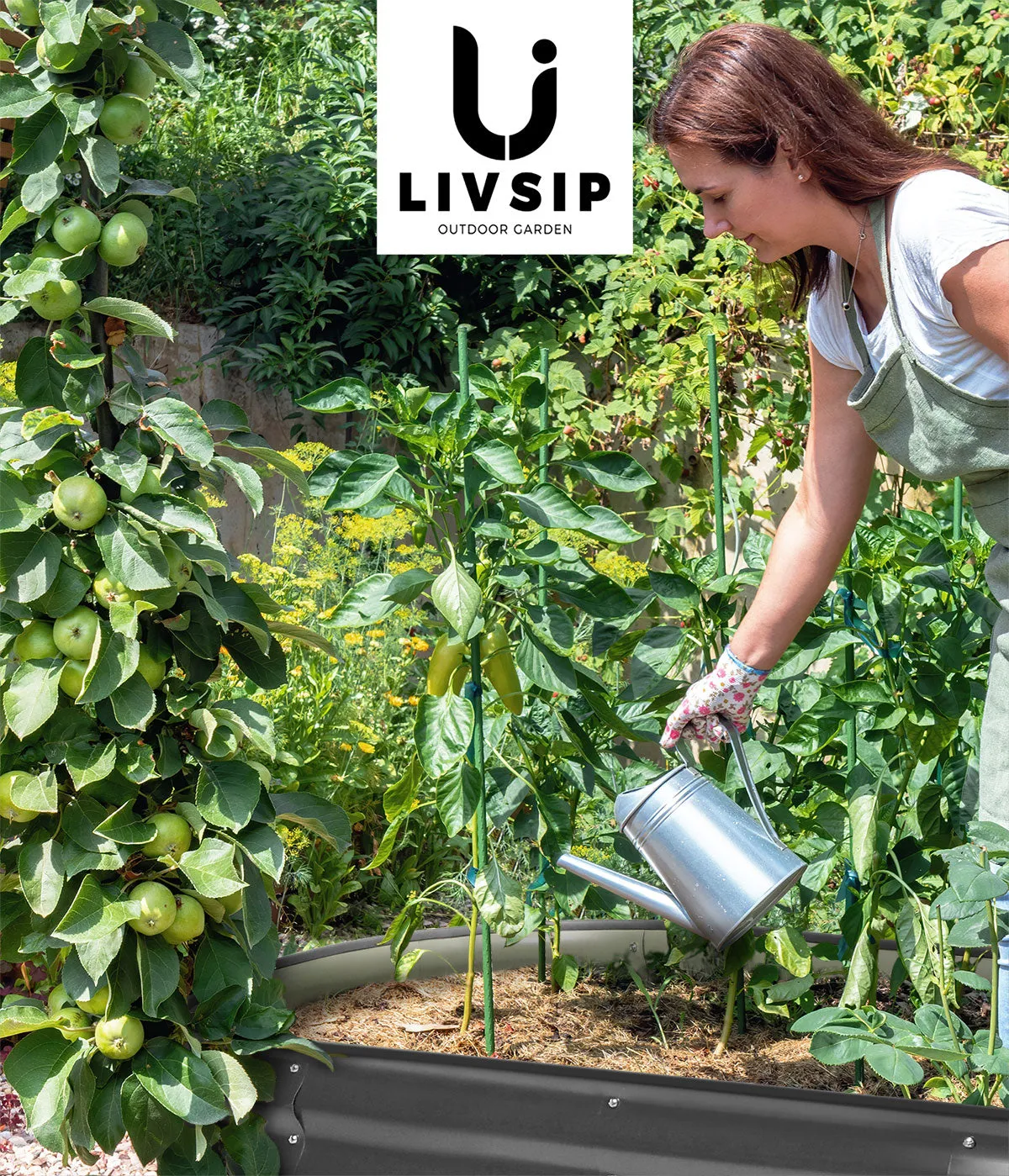 Livsip 9-IN-1 Raised Garden Bed Modular Kit Planter Oval Galvanised Steel 40CM H