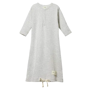 Nature Baby Gown - Grey Marl Stripe