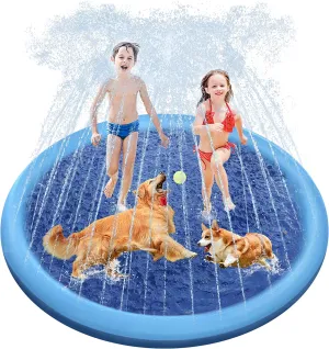 New Raxurt 67 inch Round Anti-Slip Dog Pool Splash Pad for Dogs 0.65mm Thickened Durable Hard Plastic Shell Portable Foldable when not in use!