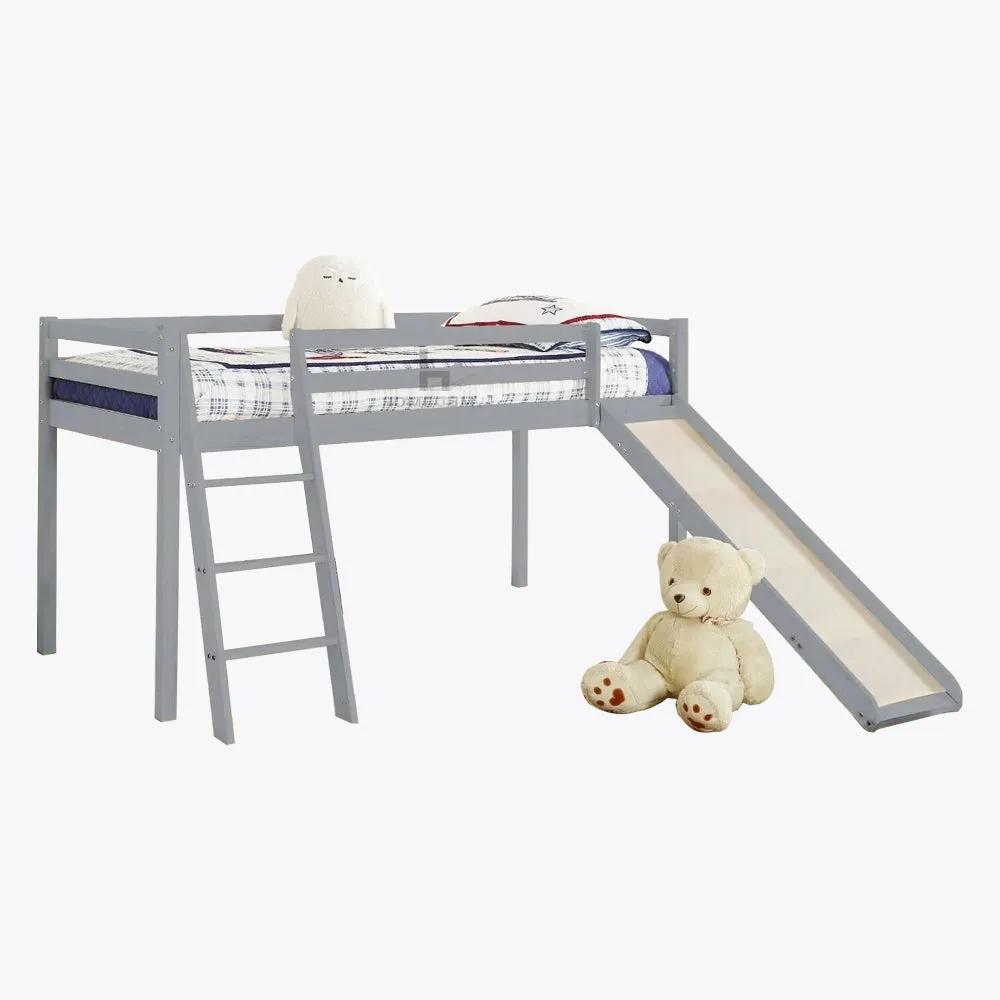 Newark Wooden Mid-sleeper Bunk Bed with Slide, Grey
