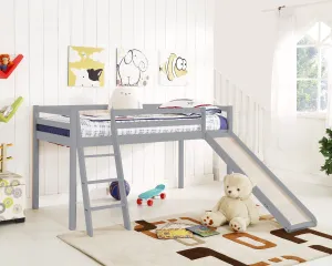 Newark Wooden Mid-sleeper Bunk Bed with Slide, Grey