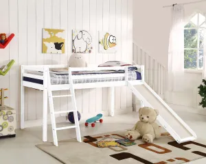 Newark Wooden Mid-sleeper Bunk Bed with Slide, White