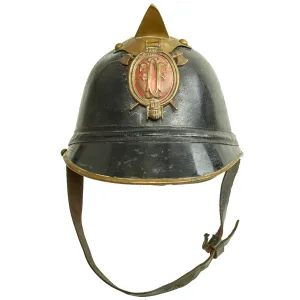 Original German WWI Leather & Steel Fire Brigade Helmet