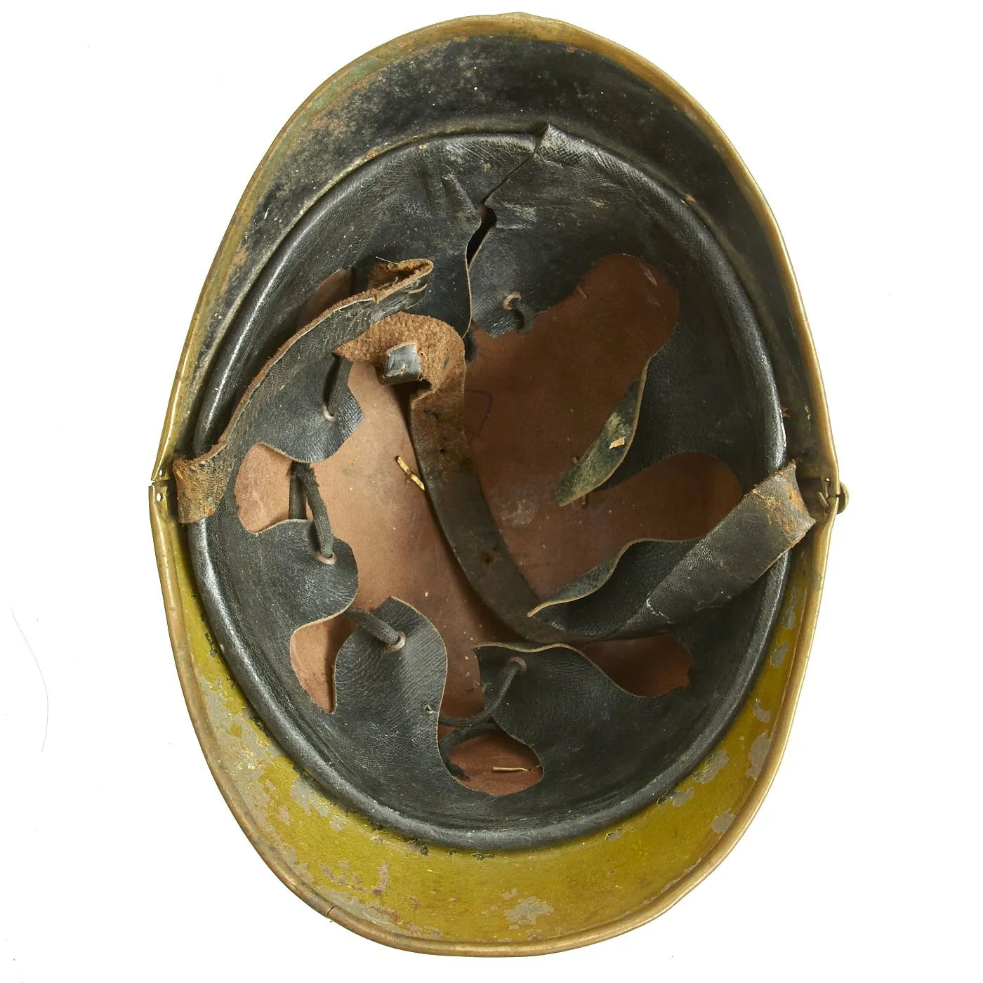 Original German WWI Leather & Steel Fire Brigade Helmet
