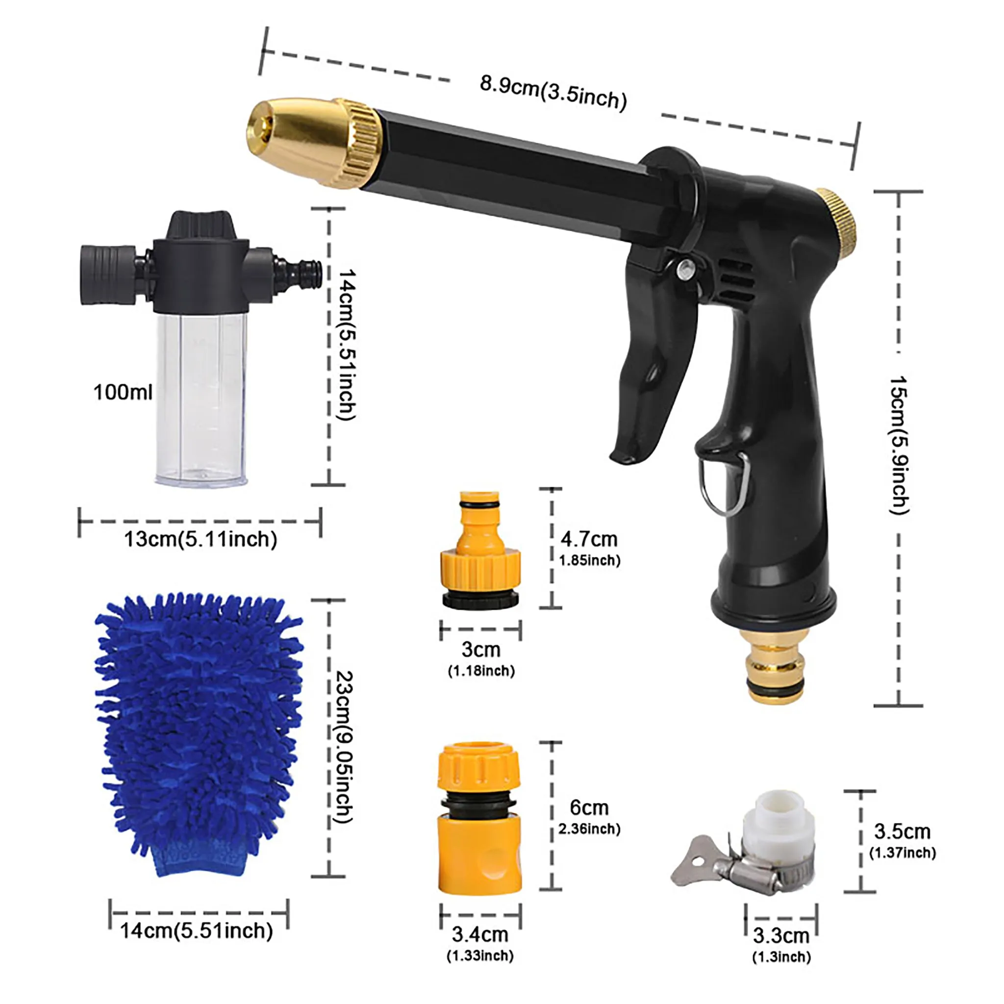 Portable High-pressure Car Wash Water Gun Adjustable For Cleaning Machine Garden