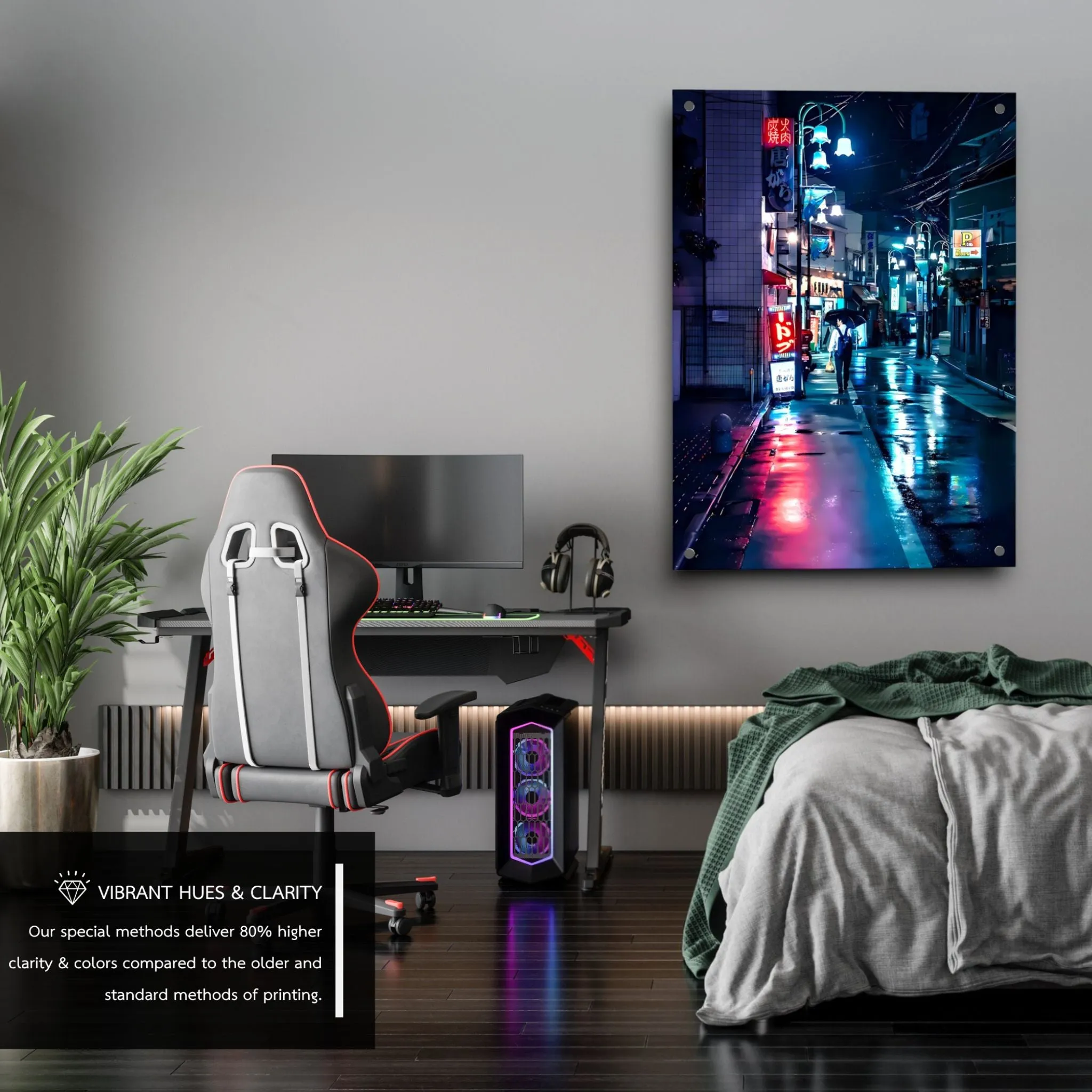 Rainy Road (Midnight, Japan) Acrylic Wall Art