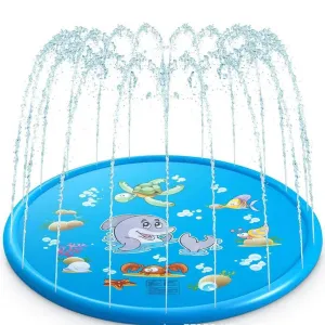 Splash Pad for Kids & Dogs, Durable PVC Material, Inflatable Water Sprinkler Pad, Fun Cartoon Design, Easy Setup, Portable, Sizes 39in, 67in