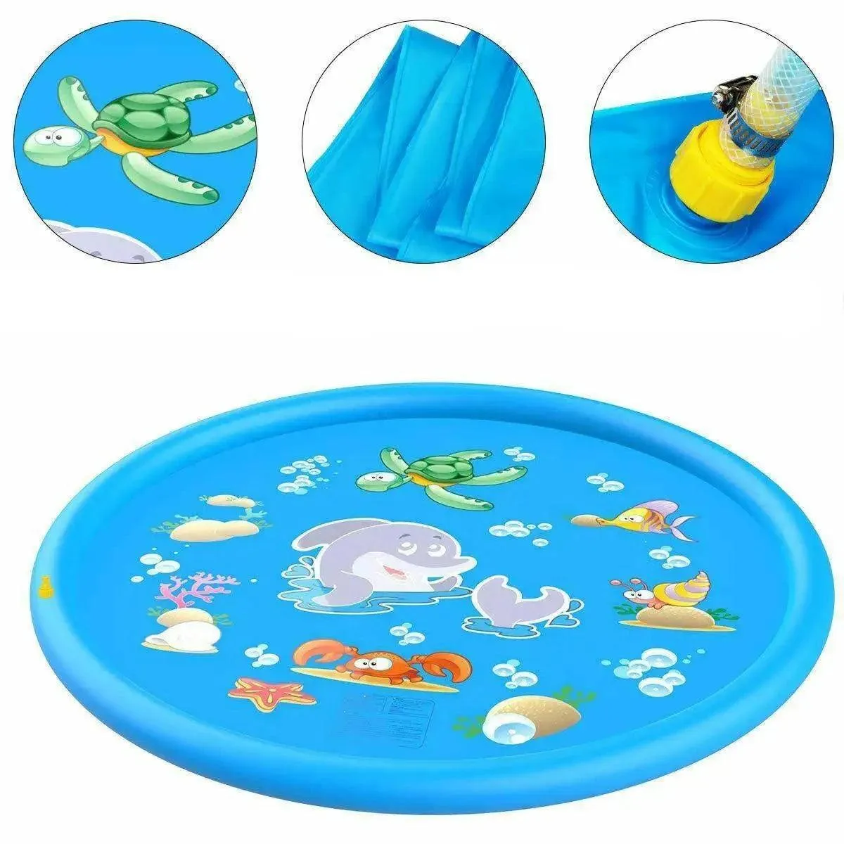 Splash Pad for Kids & Dogs, Durable PVC Material, Inflatable Water Sprinkler Pad, Fun Cartoon Design, Easy Setup, Portable, Sizes 39in, 67in