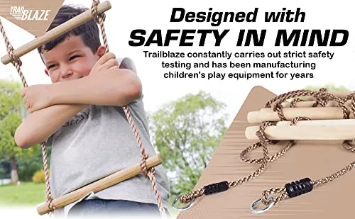 Trailblaze Climbing Rope Ladder 6ft Wooden Ninja Ladder Kids for Swing Set
