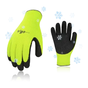 VGO 3 Pairs Foam Latex Coated Gardening and Work Gloves (Black, High-Vis Orange & Green, RB6010)