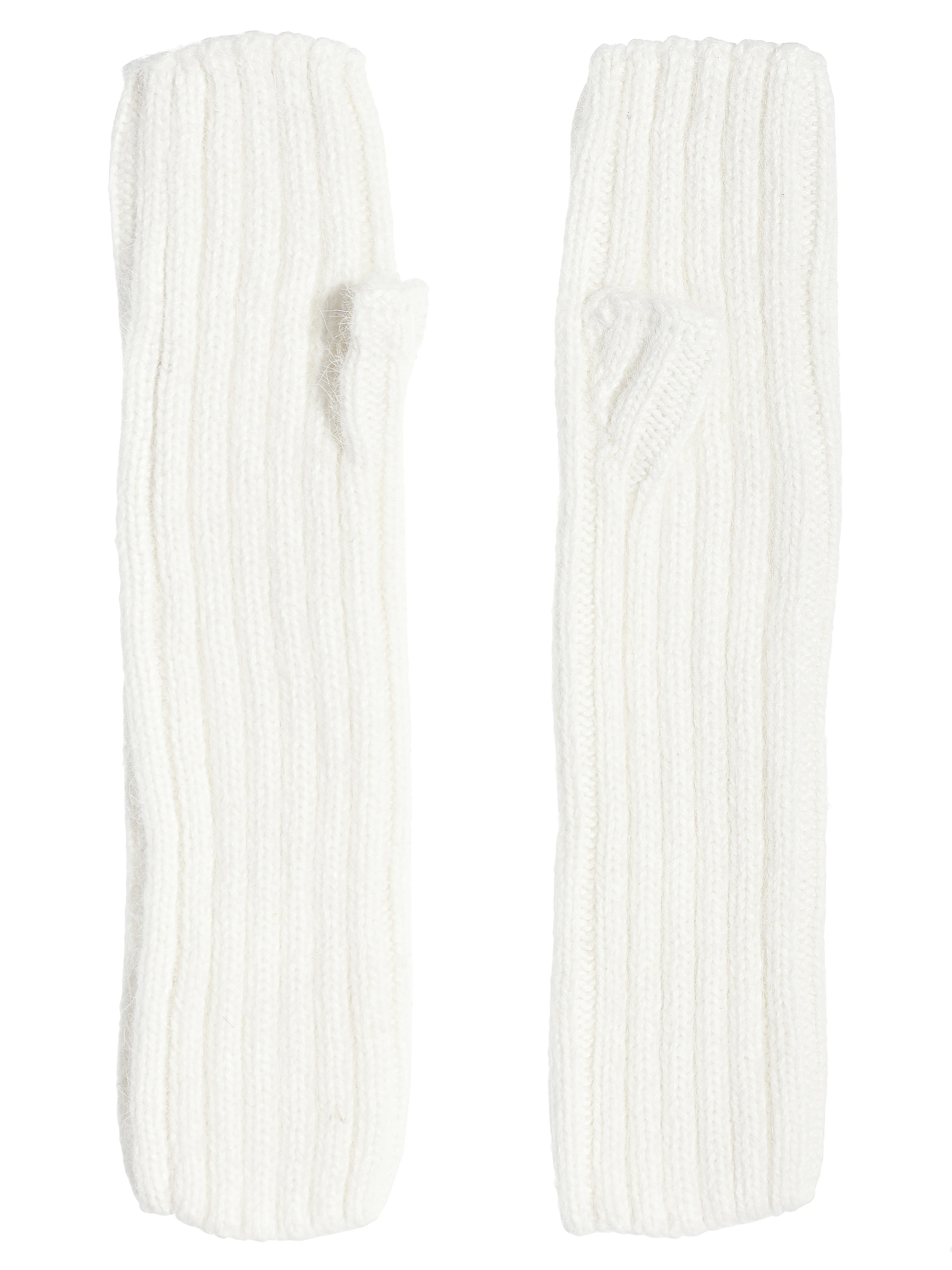 White Knitted Mittens