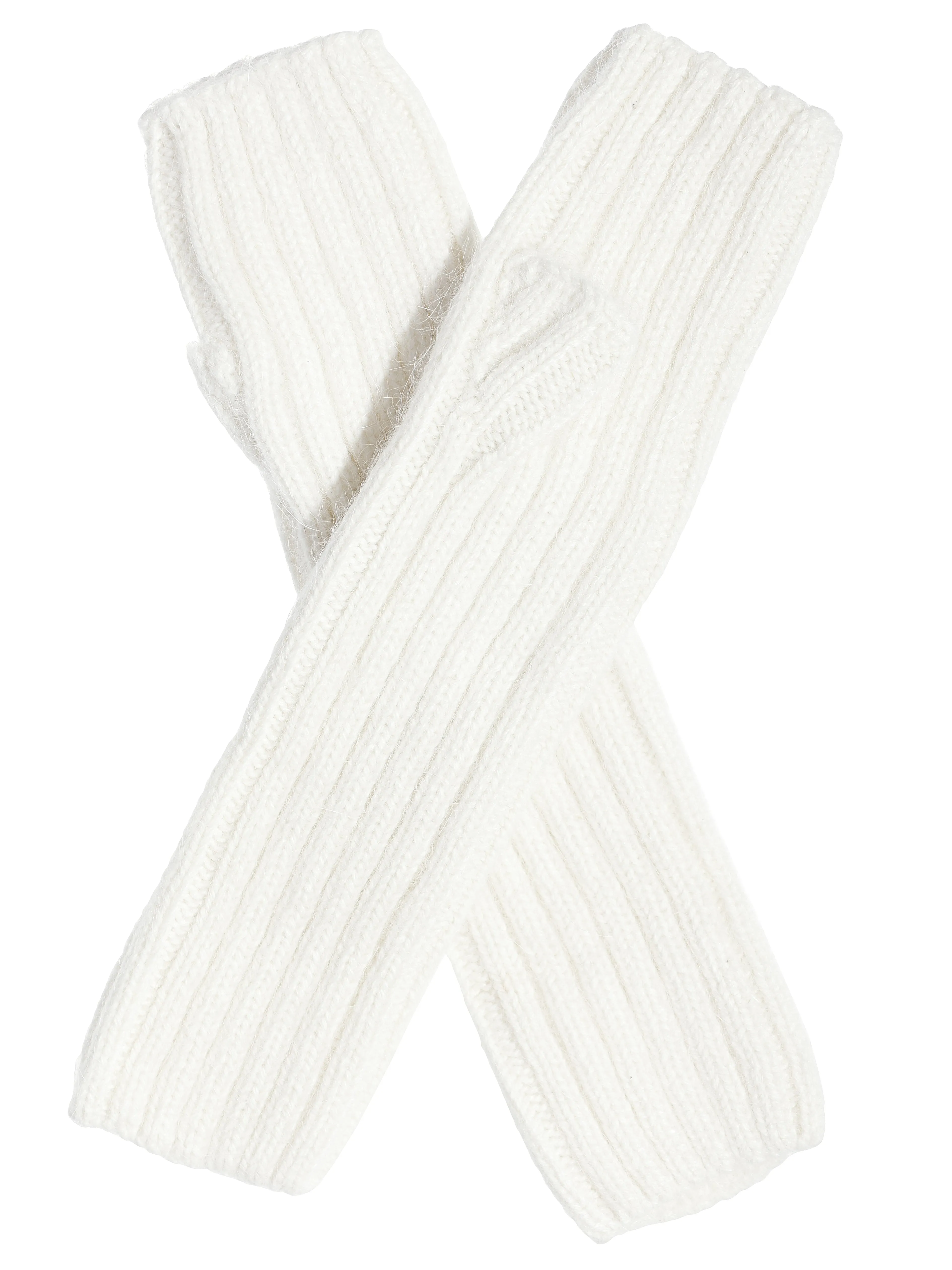 White Knitted Mittens